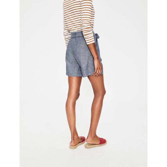 BODEN Women’s Cora Blue Linen Belted Bow Tie Short size 8 - Picture 3 of 7